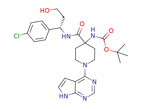 (S)-tert-butyl 4-(1-(4-chlorophenyl)-3-hydroxypropylcarbamoyl)-1-(7H-pyrrolo[2,3-d]pyrimidin-4-yl)piperidin-4-ylcarbamate