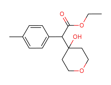 Molecular Structure of 629610-50-0 (2H-Pyran-4-acetic acid, tetrahydro-4-hydroxy-a-(4-methylphenyl)-, ethyl
ester)