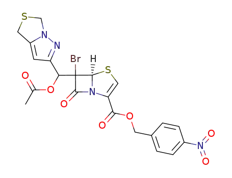 Molecular Structure of 623906-33-2 (4-Thia-1-azabicyclo[3.2.0]hept-2-ene-2-carboxylic acid,
6-[(acetyloxy)-4H,6H-pyrazolo[1,5-c]thiazol-2-ylmethyl]-6-bromo-7-oxo-,
(4-nitrophenyl)methyl ester, (5R)-)