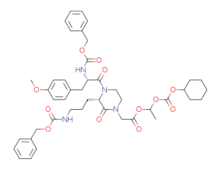 Molecular Structure of 189365-94-4 ((S,S)-[4-[2-benzyloxycarbonylamino-3-(4-methoxyphenyl)propionyl]-3-(3-benzyloxycarbonylaminopropyl)-2-oxopiperazin-1-yl]acetic acid 1-cyclohexyloxycarbonyloxy ethyl ester)