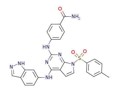 4-(4-(1H-indazol-6-ylamino)-7-tosyl-7H-pyrrolo[2,3-d]pyrimidin-2-ylamino)benzamide