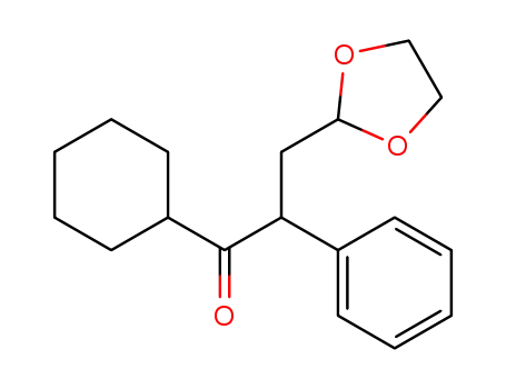 Molecular Structure of 228418-96-0 (1-Propanone, 1-cyclohexyl-3-(1,3-dioxolan-2-yl)-2-phenyl-)