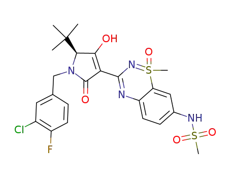 N-{3-[(S)-5-tert-butyl-1-(3-chloro-4-fluoro-benzyl)-4-hydroxy-2-oxo-2,5-dihydro-1H-pyrrol-3-yl]-1-methyl-1-oxo-1λ<sup>6</sup>-benzo[1,2,4]thiadiazin-7-yl}-methanesulfonamide