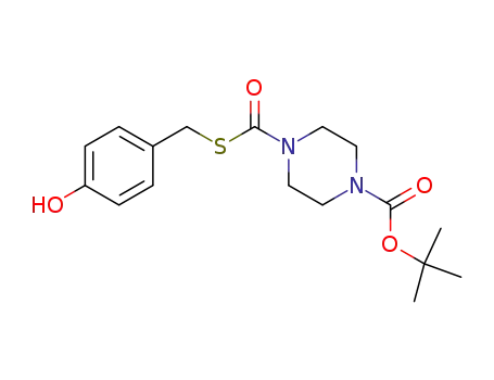 Molecular Structure of 438049-39-9 (S-4-hydroxybenzyl 4-tert-butoxycarbonylpiperazine-1-thiocarboxylate)