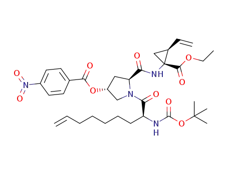 Molecular Structure of 1352302-76-1 ((3R,5S)-1-((S)-2-(tert-butoxycarbonylamino)non-8-enoyl)-5-((1R,2S)-1-(ethoxycarbonyl)-2-vinylcyclopropylcarbamoyl)pyrrolidin-3-yl 4-nitrobenzoate)