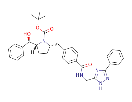 tert-butyl (2R,5S)-2-[(R)-hydroxy(phenyl)methyl]-5-[4-({[(3-phenyl-1H-1,2,4-triazol-5-yl)methyl]amino}carbonyl)benzyl]pyrrolidine-1-carboxylate