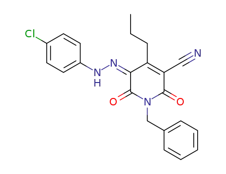 (5Z)-1-benzyl-5-[(4-chlorophenyl)hydrazono]-2,6-dioxo-4-propyl-1,2,5,6-tetrahydropyridine-3-carbonitrile