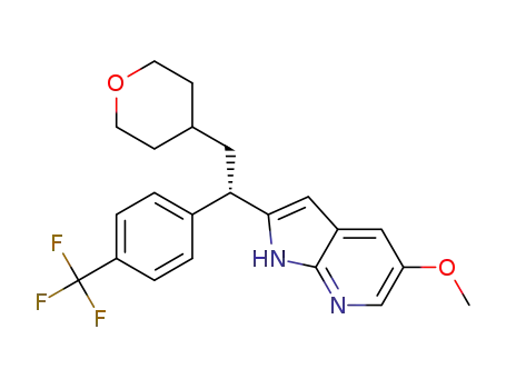 5-methoxy-2-[2-(tetrahydro-pyran-4-yl)-1(S)-(4-trifluoromethyl-phenyl)-ethyl]-1H-pyrrolo[2,3-b]pyridine