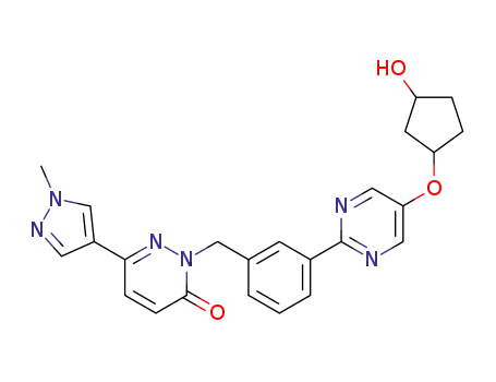 2-{3-[5-(3-hydroxycyclopentyloxy)pyrimidin-2-yl]benzyl}-6-(1-methyl-1H-pyrazol-4-yl)-2H-pyridazin-3-one