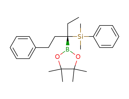 Molecular Structure of 1270304-86-3 ([(1S)-1-ethyl-3-phenyl-1-(4,4,5,5-tetramethyl-1,3,2-dioxaborolan-2-yl)propyl](dimethyl)phenylsilane)