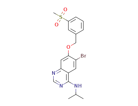 Molecular Structure of 1206713-03-2 ([6-bromo-7-(3-methanesulphonylbenzyloxy)quinazolin-4-yl](isopropyl)amine)