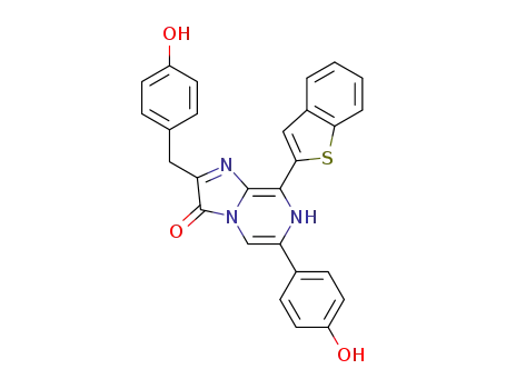 Molecular Structure of 1338220-19-1 (8-(benzo[b]thiophen-2-yl)-2-(4-hydroxybenzyl)-6-(4-hydroxyphenyl)imidazo[1,2-a]pyrazin-3(7H)-one)