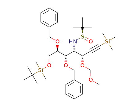 (-)-(RS,2S,3R,4R,5S)-N-[1-(tert-butyldimethylsilyloxy)-2,3-dibenzyloxy-5-methoxymethoxy-7-(trimethylsilyl)hept-6-yn-4-yl]-2-methylpropane-2-sulfinamide