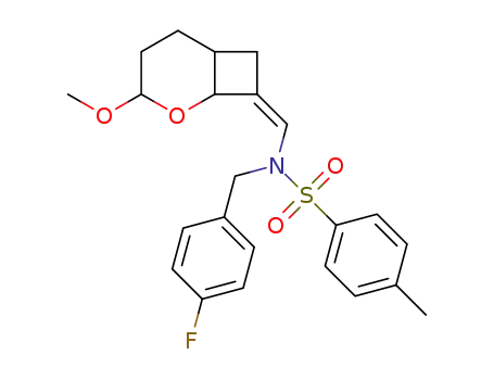 Molecular Structure of 1353765-04-4 ((Z)-N-(4-fluorobenzyl)-N-((3-methoxy-2-oxabicyclo[4.2.0]octan-8-ylidene)methyl)-4-methylbenzenesulfonamide)