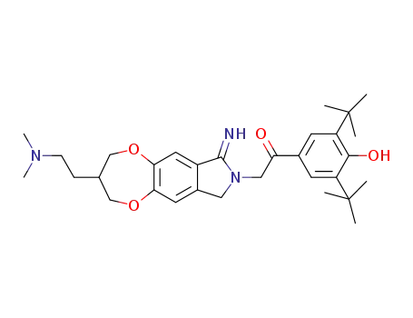 Molecular Structure of 1300041-64-8 (1-(3,5-di-tert-butyl-4-hydroxyphenyl)-2-(3-(2-(dimethylamino)ethyl)-7-imino-3,4-dihydro-[1,4]dioxepino[2,3-f]isoindol-8(2H,7H,9H)-yl)ethanone)