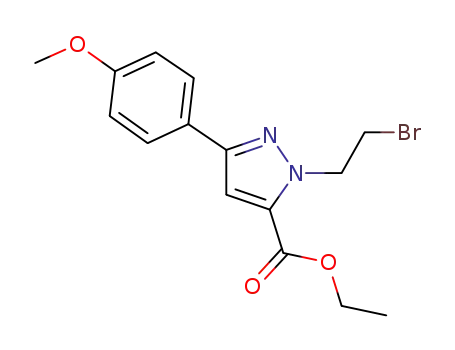 Molecular Structure of 1101861-36-2 (ethyl 3-(4-methoxyphenyl)-1-(2-bromoethyl)-1H-pyrazole-5-carboxylate)