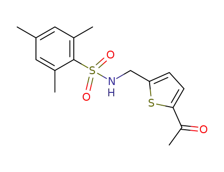 Molecular Structure of 1273318-22-1 (N-((5-acetylthiophen-2-yl)methyl)-2,4,6-trimethylbenzenesulfonamide)
