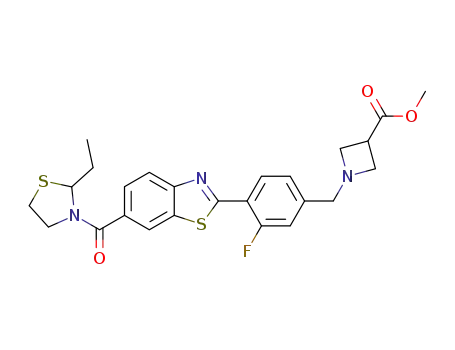 methyl 1-(4-(6-(2-ethylthiazolidine-3-carbonyl)benzo[d]thiazol-2-yl)-3-fluorobenzyl)azetidine-3-carboxylate