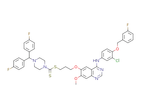 3-(4-(3-chloro-4-(3-fluorobenzyloxy)phenylamino)-7-methoxyquinazolin-6-yloxy)propyl 4-(bis(4-fluorophenyl)methyl)piperazine-1-carbodithioate