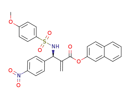 Molecular Structure of 1268849-56-4 ((R)-naphthalen-2-yl 2-((4-methoxyphenylsulfonamido)(4-nitrophenyl)methyl)acrylate)