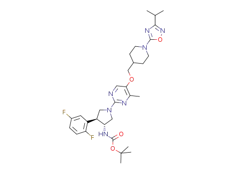 ((3R,4S)-4-(2,5-difluorophenyl)-1-{5-[1-(3-isopropyl-[1,2,4]oxadiazol-5-yl)piperidin-4-ylmethoxy]-4-methylpyrimidin-2-yl}pyrrolidin-3-yl)carbamic acid tert-butyl ester