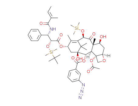 Molecular Structure of 1346571-55-8 (2'-O-(t-butyldimethylsilyl)-2-debenzoyl-2-m-N<sub>3</sub>-10-O-trimethylsilyl-10-deacetylcephalomannine)