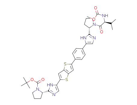 (S)-2-{5-[5-(4-{2-[(S)-1-((S)-2-methoxycarbonylamino-3-methyl-butyryl)pyrrolidin-2-yl]-3H-imidazol-4-yl}phenyl)thieno[3,2-b]thiophen-2-yl]-1H-imidazol-2-yl}pyrrolidine-1-carboxylic acid tert-butyl ester