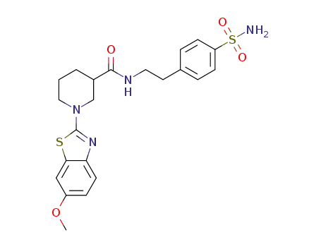 Molecular Structure of 1340598-20-0 (N-{2-[4-(aminosulfonyl)phenyl]ethyl}-1-[6-(methyloxy)-1,3-benzothiazol-2-yl]-3-piperidinecarboxamide)