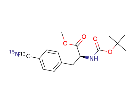 Molecular Structure of 1348705-07-6 (N-(tert-butoxycarbonyl)-4-[<sup>(15)</sup>N,<sup>(13)</sup>C-cyano]-L-phenylalanine methyl ester)