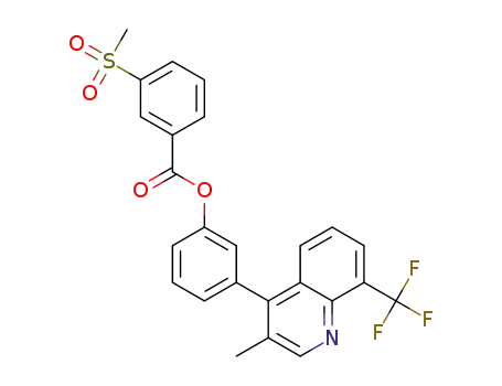 Molecular Structure of 1354628-53-7 (3-[3-methyl-8-(trifluoromethyl)quinolin-4-yl]phenyl 3-(methylsulfonyl)benzoate)