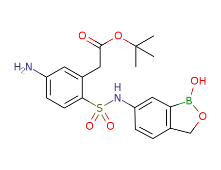 Molecular Structure of 1308255-00-6 (tert-butyl 2-(5-amino-2-(N-(1-hydroxy-1,3-dihydrobenzo[c][1,2]oxaborol-6-yl)sulfamoyl)phenyl)acetate)