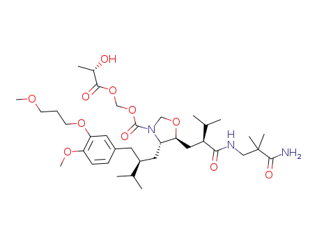 {[(2S)-2-hydroxypropanoyl]oxy}methyl (4S,5S)-5-[(2S)-2-(3-amino-2,2-dimethyl-3-oxopropylaminocarbonyl)-3-methylbutyl]-4-{(2S)-2-[4-methoxy-3-(3-methoxypropoxy)benzyl]-3-methylbutyl}-1,3-oxazolidine-3-carboxylate