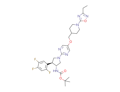 [(3R,4S)-1-{5-[1-(3-ethyl-[1,2,4]oxadiazol-5-yl)piperidin-4-ylmethoxy]pyrimidin-2-yl}-4-(2,4,5-trifluorophenyl)pyrrolidin-3-yl]carbamic acid tert-butyl ester