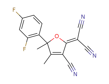 Molecular Structure of 383124-89-8 (Propanedinitrile,
[3-cyano-5-(2,4-difluorophenyl)-4,5-dimethyl-2(5H)-furanylidene]-)