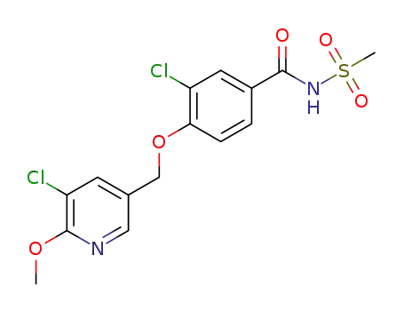 Molecular Structure of 1355488-36-6 (3-chloro-4-[(5-chloro-6-methoxypyridin-3-yl)methoxy]-N-(methylsulfonyl)benzamide)