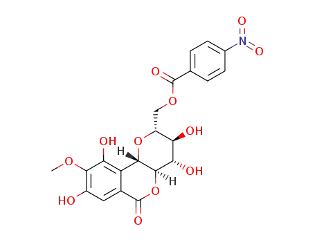 Molecular Structure of 1329446-40-3 ((3,4,8,10-tetrahydroxy-9-methoxy-6-oxo-2,3,4,4a,6,10b-hexahydropyrano[3,2-c]isochromen-2-yl)methyl 4-nitrobenzoate)