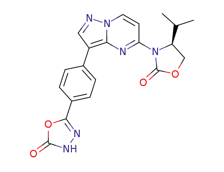 (S)-5-(4-(5-(4-isopropyl-2-oxooxazolidin-3-yl)pyrazolo[1,5-a]pyrimidin-3-yl)phenyl)-1,3,4-oxadiazol-2(3H)-one
