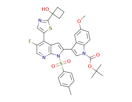 tert-butyl 3-(5-fluoro-4-(2-(1-hydroxycyclobutyl)thiazol-5-yl)-1-tosyl-1H-pyrrolo[2,3-b]pyridin-2-yl)-5-methoxy-1H-indole-1-carboxylate
