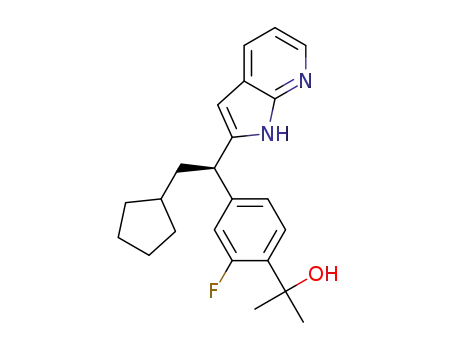 2-{4-[2-cyclopentyl-1(R)-(1H-pyrrolo[2,3-b]pyridin-2-yl)-ethyl]-2-fluoro-phenyl}-propan-2-ol