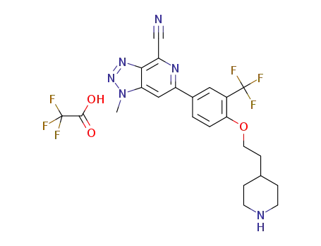 1-methyl-6-(4-(2-(piperidin-4-yl)ethoxy)-3-(trifluoromethyl)phenyl)-1H-[1,2,3]triazolo[4,5-c]pyridine-4-carbonitrile 2,2,2-trifluoroacetate