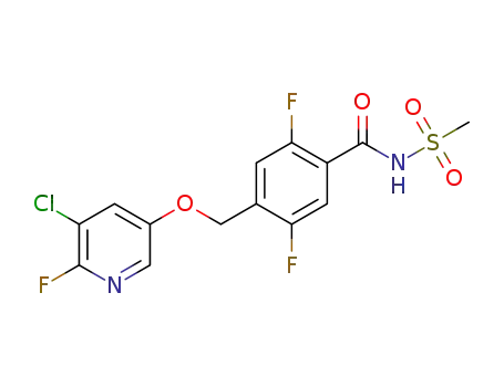 Molecular Structure of 1355487-73-8 (4-{[(5-chloro-6-fluoropyridin-3-yl)oxy]methyl}-2,5-difluoro-N-(methylsulfonyl)benzamide)