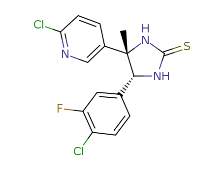 Molecular Structure of 1033719-20-8 ((4S,5R)-5-(4-chloro-3-fluorophenyl)-4-(6-chloropyridin-3-yl)-4-methylimidazolidine-2-thione)
