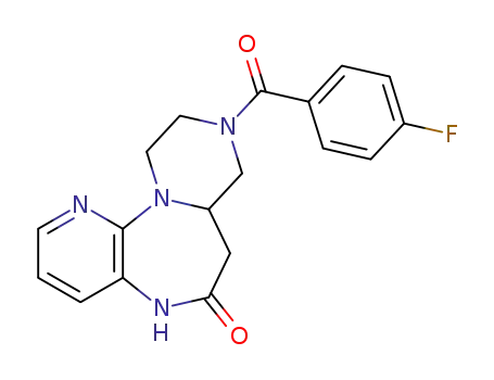 Molecular Structure of 1350460-10-4 (9-(4-fluorobenzoyl)-7,7a,8,9,10,11-hexahydropyrazino[1,2-d]pyrido[3,2-b][1,4]diazepin-6(5H)-one)