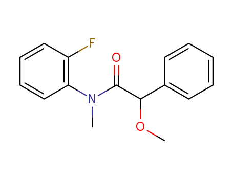 Molecular Structure of 1333643-96-1 (N-(2-fluorophenyl)-2-methoxy-N-methyl-2-phenylacetamide)
