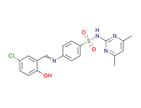 Molecular Structure of 128032-83-7 (4-((5-chloro-2-hydroxybenzylidene)amino)-N-(4,6-dimethylpyrimidin-2-yl)benzenesulfonamide)