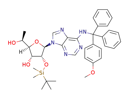 4-(tert-butyl-dimethyl-silanyloxy)-2-(1-hydroxy-ethyl)-5-(6-{[(4-methoxy-phenyl)-diphenyl-methyl]-amino}-purin-9-yl)-tetrahydro-furan-3-ol