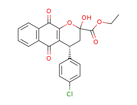Molecular Structure of 1309979-27-8 ((4R)-ethyl 4-(4-chlorophenyl)-2-hydroxy-5,10-dioxo-3,4,5,10-tetrahydro-2H-benzo[g]chromene-2-carboxylate)