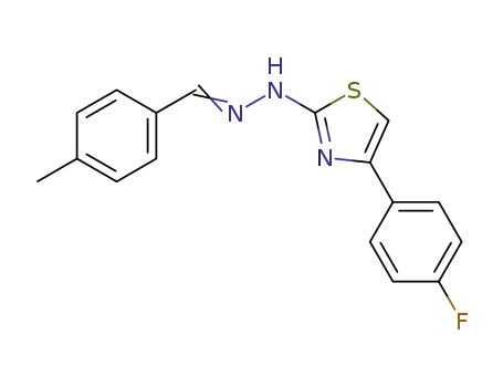Molecular Structure of 402584-91-2 (1-(4-methylbenzylidene)-2-[4-(4-fluorophenyl)thiazol-2-yl]hydrazine)