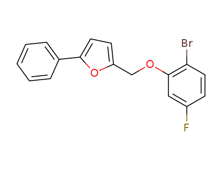 Molecular Structure of 1358527-77-1 (2-((2-bromo-5-fluorophenoxy)methyl)-5-phenylfuran)