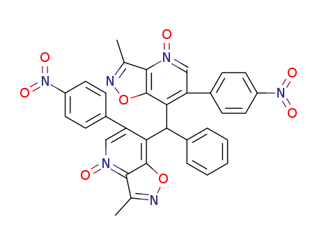 Molecular Structure of 1370018-95-3 (7,7'-(phenylmethylene)bis(3-methyl-6-(4-nitrophenyl)isoxazolo[4,5-b]pyridine-N-oxide))